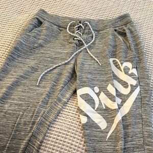 PINK Victoria's Secret Gray Joggers with White Logo